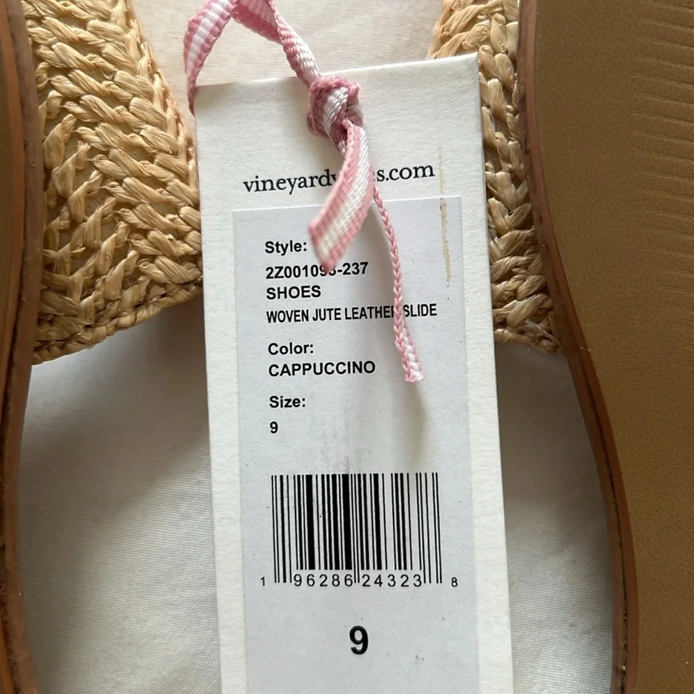 NWT Vineyard Vines Raffia Woven Jute Leather Slide Sandals - Picture 5 of 5